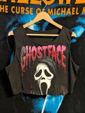 Custom Sewn "Ghostface" Crop Top Tank - Horror Movie